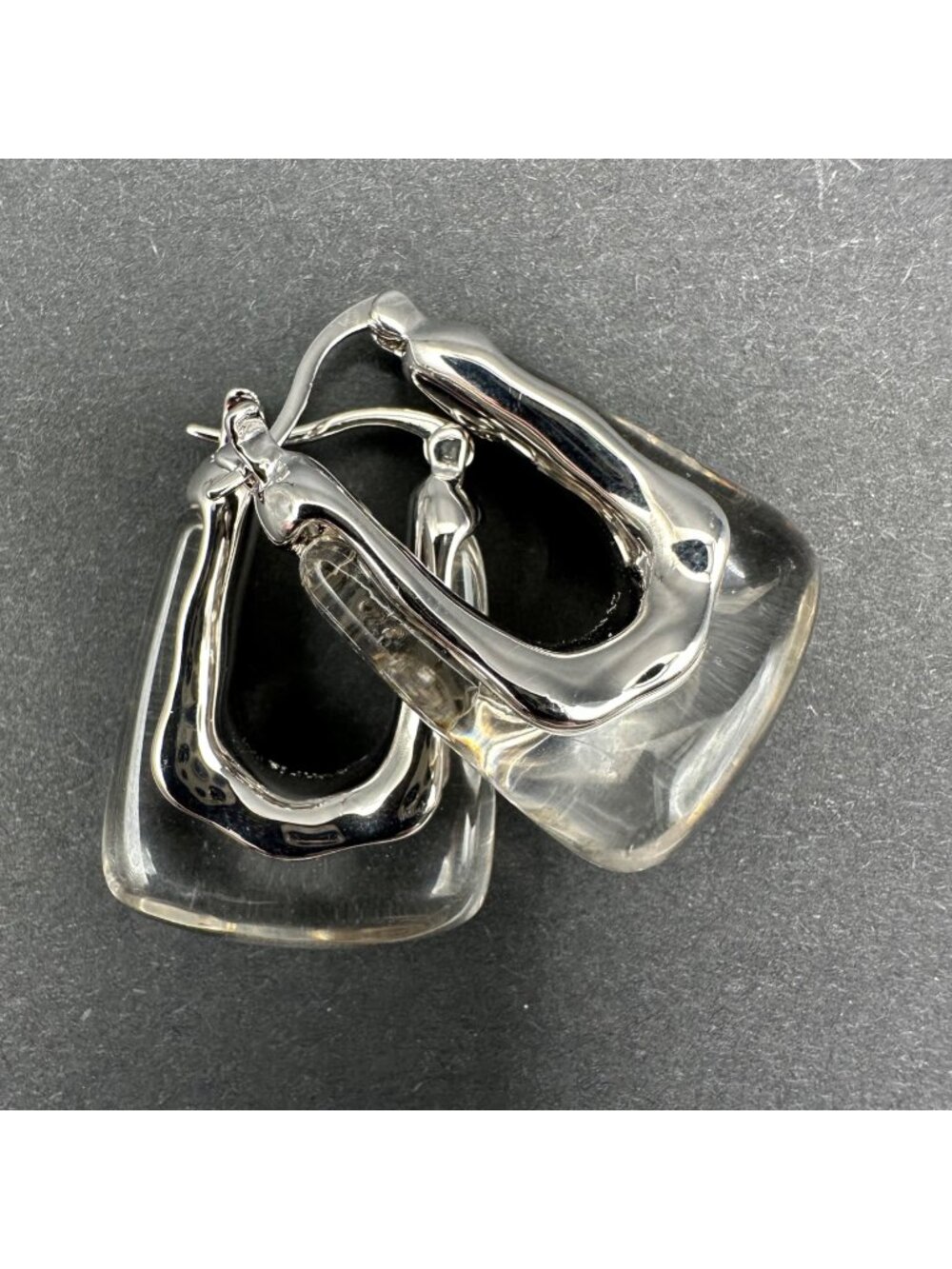 Zynnia Collective Lucite See Through Hoop Earrings Silver Tone Modern